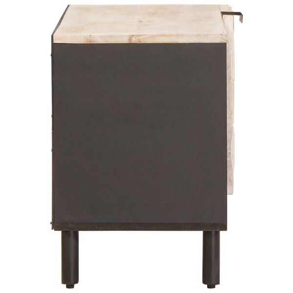 vidaXL TV-sk&aring;p Vit Tv&auml;tt Finish 80 x 33 x 46 cm Massivt mangotr&auml;