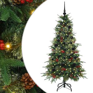 vidaXL Plast Hingad Julgran med 150 LED-lampor Gr&ouml;n 150 cm PE och PVC