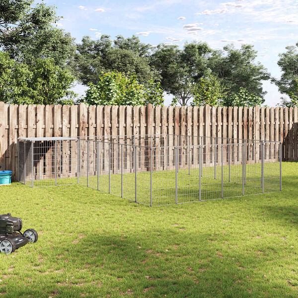 vidaXL Hundg&aring;rd silver 15,73 m&sup2; st&aring;l