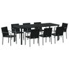 vidaXL Tr&auml;dg&aring;rdsm&ouml;belset 9 st Svart och Gr&aring; PE Rattan