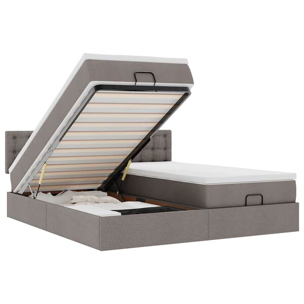 vidaXL Ottoman s&auml;ngram med madrasser taupe 160x200 cm tyg