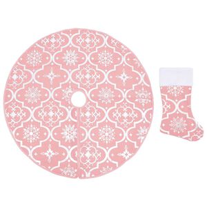 vidaXL Julgranskrage lyxig med rosa strumpa 90 cm tyg