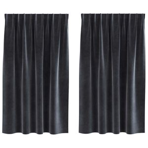 vidaXL M&ouml;rkl&auml;ggningsgardiner 2 st M&ouml;rkgr&aring; 140 x 140 cm Sammet