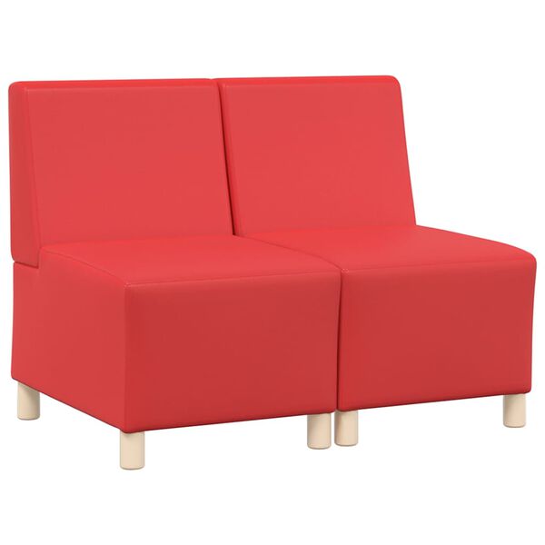 vidaXL Modulsofa utan armst&ouml;d 2 pcs R&ouml;d 55 x 74 x 82 cm Konstl&auml;der