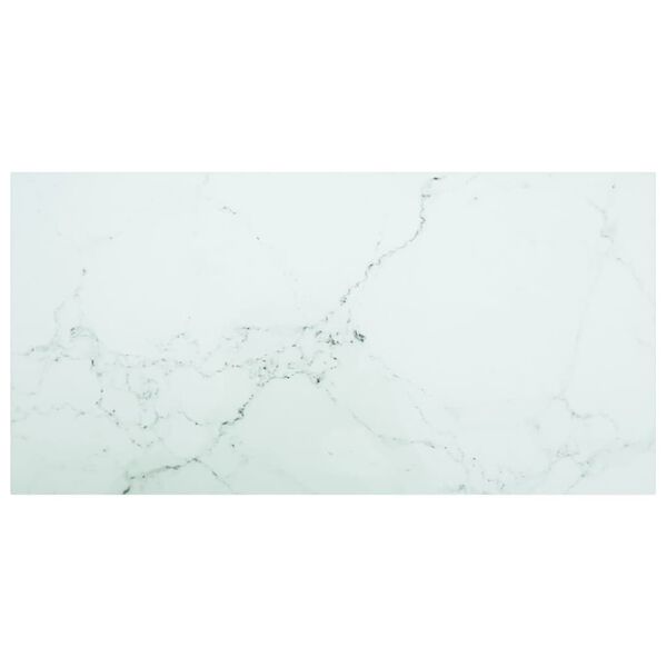 vidaXL Bordsskiva vit 100x50 cm 6 mm härdat glas med marmortextur