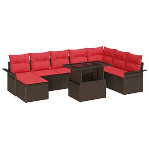 vidaXL Tr&auml;dg&aring;rdsoffset 9 st Brun [Syntetisk]: Poly Rattan