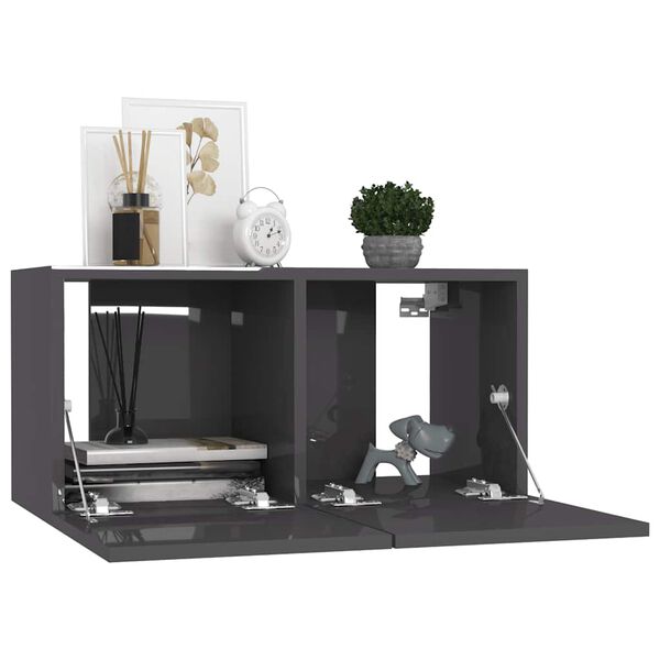 vidaXL TV-sk&aring;p 7 delar gr&aring; h&ouml;gglans konstruerat tr&auml;