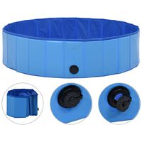 vidaXL Hopfällbar hundpool blå 120x30 cm PVC