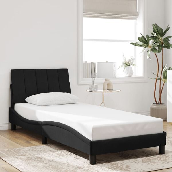 vidaXL Bed Frame with LED without Mattress "Hanko" Black 80x200 cm Velvet