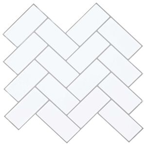 vidaXL Fiskbensplatta 10 st Vit gr&aring; 30 x 30 cm Polyuretan och PET