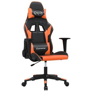 vidaXL Gamingstol med massage svart och orange konstl&auml;der