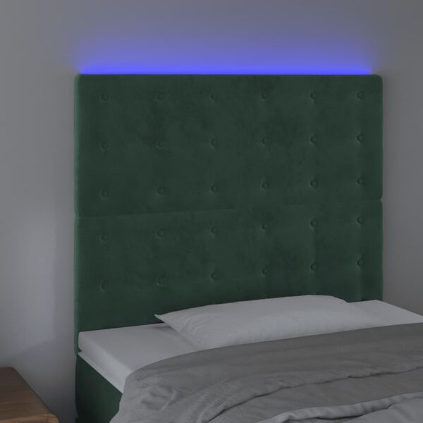 vidaXL S&auml;nggavel LED m&ouml;rkgr&ouml;n 100x5x118/128 cm sammet