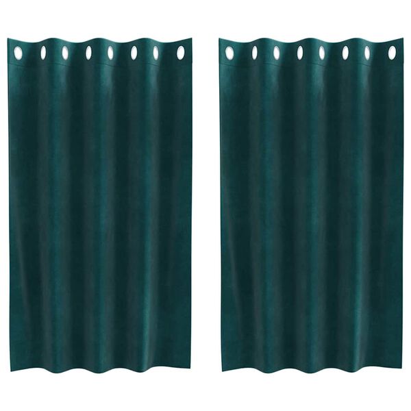 vidaXL Mörkläggningsgardiner 2 pcs Mörkgrön 140 x 140 cm Sammet