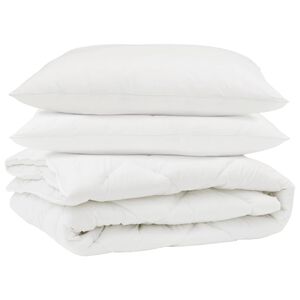 vidaXL Dunt&auml;cke med kudde 3 pcs Vit Mikrofiber