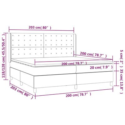 vidaXL Ramsäng med madrass & LED brun 200x200 cm konstläder