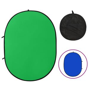 vidaXL Oval bakgrundssk&auml;rm studio 2-i-1 gr&ouml;n och bl&aring; 200x150 cm