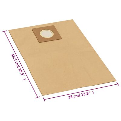 vidaXL Papperspåsar för våt-/ torrdammsugare 10 st brun