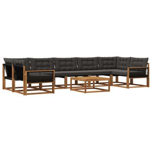 vidaXL Utomhussoffset med kudde 8 pcs Naturlig och svart