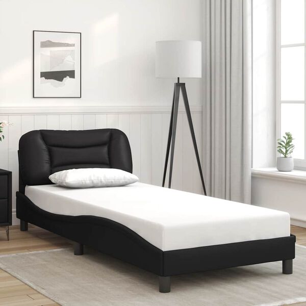 vidaXL Bed Frame without Mattress "Hvar" Black 90x200 cm Faux Leather
