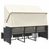 vidaXL Trädgårdssoffa 3-sits med tak och pallar svart konstrotting