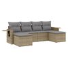 vidaXL Soffgrupp f&ouml;r tr&auml;dg&aring;rden med dynor 6 delar beige konstrotting