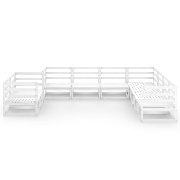 vidaXL Loungegrupp f&ouml;r tr&auml;dg&aring;rden 9 delar vit massiv furu