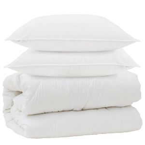 vidaXL Dunt&auml;cke med Kuddar med kudde 3 pcs Vit Mikrofiber