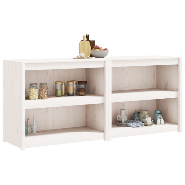 vidaXL K&ouml;kssk&aring;p f&ouml;r utomhusbruk 2 st vit massiv furu