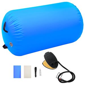 vidaXL Uppbl&aring;sbar gymnastikrulle med pump 100x60 cm PVC bl&aring;