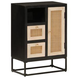 vidaXL Sk&auml;nk svart 55x30x76 cm massivt mangotr&auml; och j&auml;rn