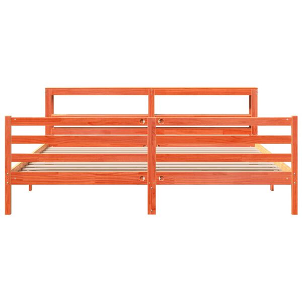 vidaXL S&auml;ngram utan madrass vaxbrun 200x200 cm massiv furu