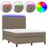 vidaXL Rams&auml;ng med madrass & LED taupe 140x200 cm tyg