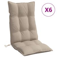 vidaXL Stolsdynor för stolar med hög rygg 6 st taupe oxfordtyg