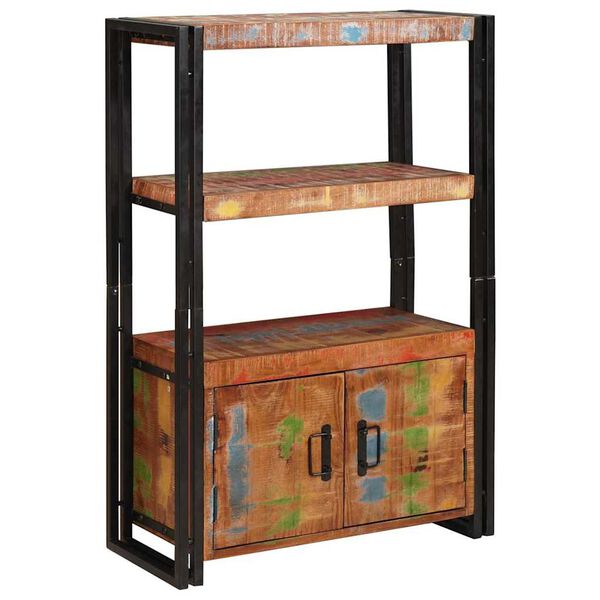 vidaXL Bokhylla med D&ouml;rrar Brun Massivt &Aring;tervunnet Tr&auml; och Metall