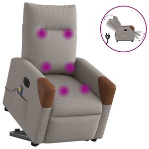 vidaXL Elektrisk massagef&aring;t&ouml;lj med uppresningshj&auml;lp taupe tyg