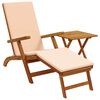 vidaXL Reclining och F&auml;llbar Solstol 2 st Massivt Akaciatr&auml; Beige