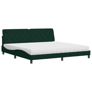 vidaXL Bed with Mattress Dark Green 200x200 cm Velvet