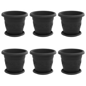 vidaXL V&auml;xtkrukor 6 st Svart &Oslash; 22 x 18 cm Plast