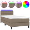 vidaXL Rams&auml;ng med madrass & LED taupe 100x200 cm tyg