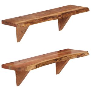 vidaXL V&auml;gghyllor 2 st 60x20x18 cm massivt akaciatr&auml;