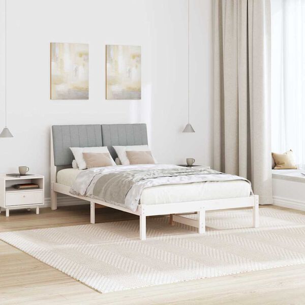 vidaXL S&auml;ngram med huvudgavel Vit 120 x 190 cm Massiv furu