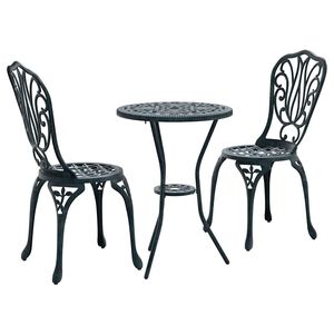 vidaXL Trädgårds Bistro Set 3 pcs Grön Aluminium