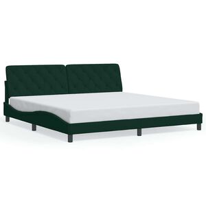 vidaXL Bed Frame without Mattress Dark Green 200x200 cm Velvet