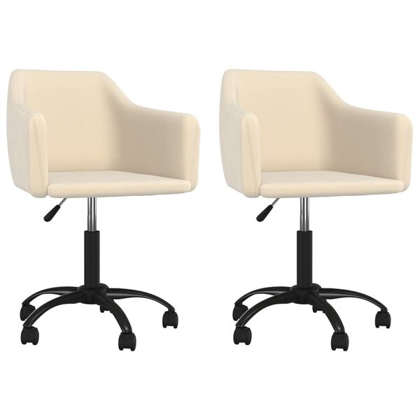 vidaXL Snurrbara matstolar 2 st gr&auml;ddvit sammet