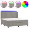 vidaXL Rams&auml;ng med madrass & LED ljusgr&aring; 180x200 cm sammet