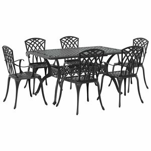vidaXL Tr&auml;dg&aring;rdsm&ouml;belset 7 pcs Svart Aluminium