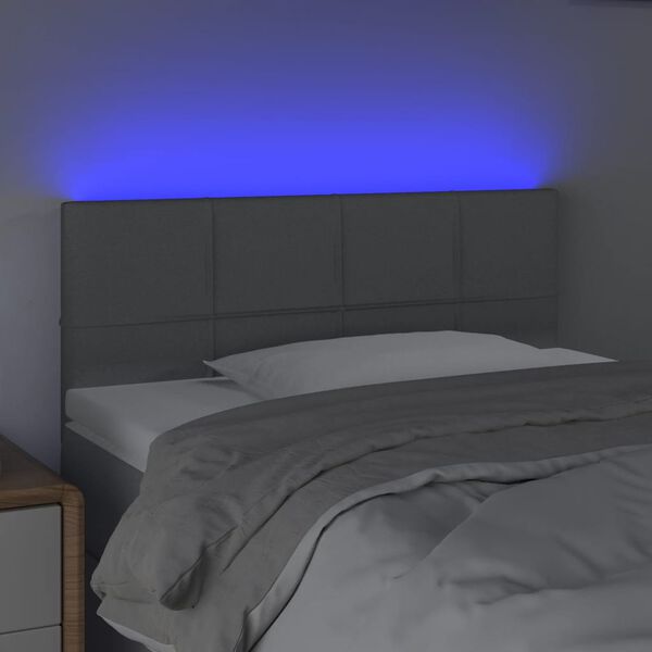 vidaXL Sänggavel LED ljusgrå 100x5x78/88 cm tyg