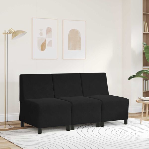 vidaXL | Modulsofa utan armst&ouml;d | Svart 55 x 74 x 82 cm Sammet