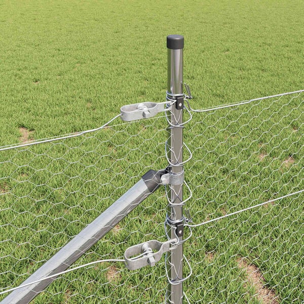 vidaXL St&auml;ngselstolpe Silver 100 x 0,4 m (25 mm n&auml;t) St&aring;l