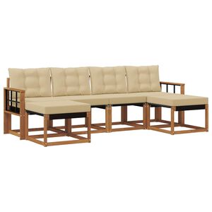 vidaXL Utomhussoffset med kudde 6 pcs Naturlig och Beige